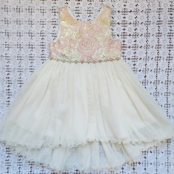 strapless open back dress Mia Belle Girls Star Glitter Tulle Tutu Dress